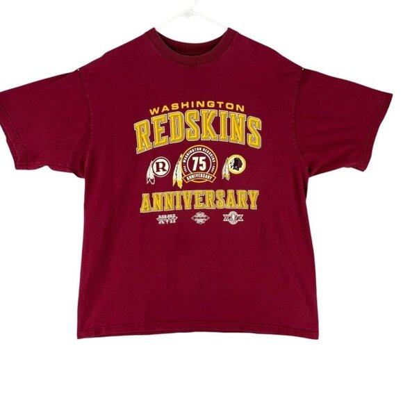 Vintage Washington Redskins T-Shirt XL 75th Anniversary Reebok NFL Football Red - Picture 2 of 6